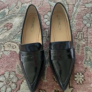 Zara low heel pointed toe black loafers